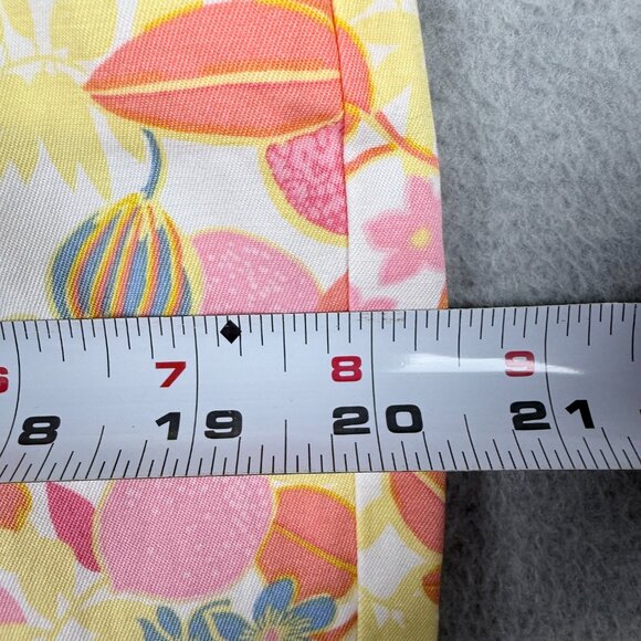 Talbots 12 Perfect Crop Pants Fruit & Flowers Pink Orange Button Cuffs Tropical - Picture 13 of 16